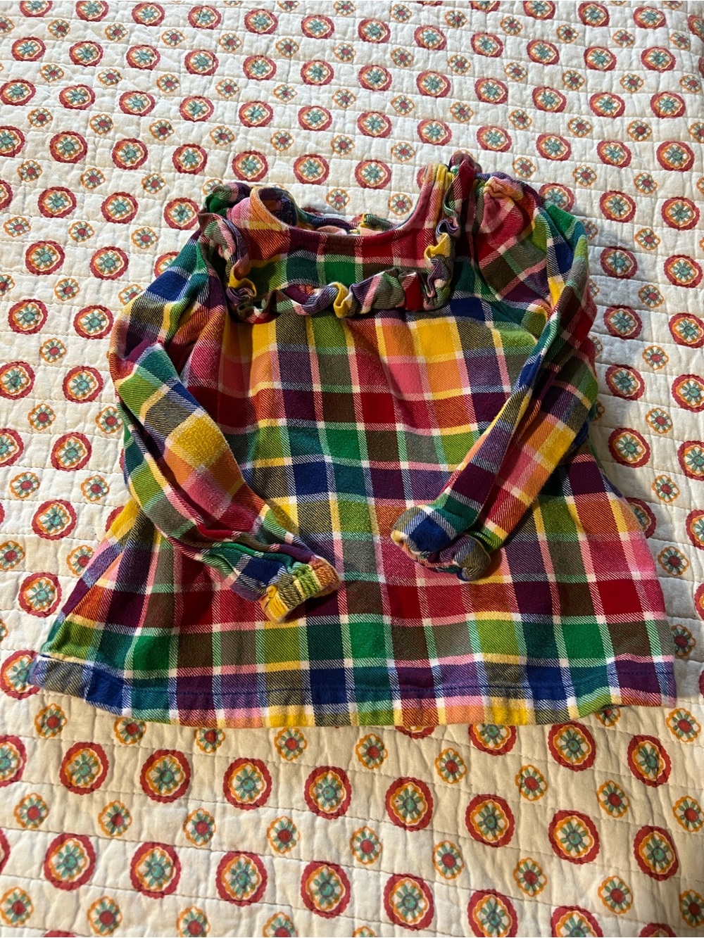 EUC Hanna Andersson Colorful Plaid Flannel Long Sleeve Top size 3T
